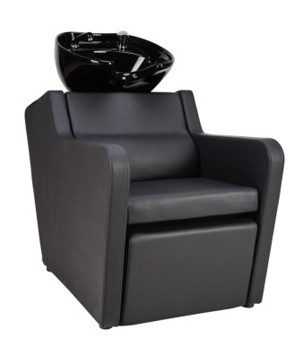 Unitate de spalare cu bazin ceramic negru si suport de picioare electric Super Salon Perfect