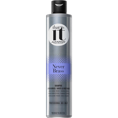 Sampon cu pigment violet pentru blond rece sau par alb Alfaparf Milano Never Brass